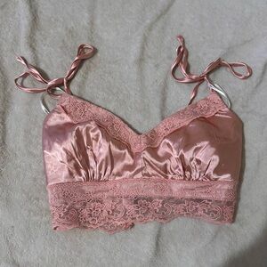 Forever 21 Pink Satin Lace Bralette